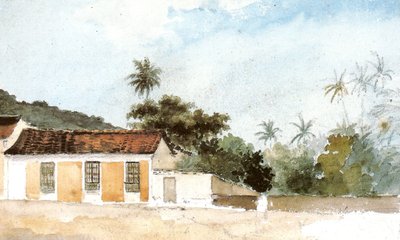 Landschaft mit Häusern mit roten Ziegeldächern von Camille Jacob Pissarro